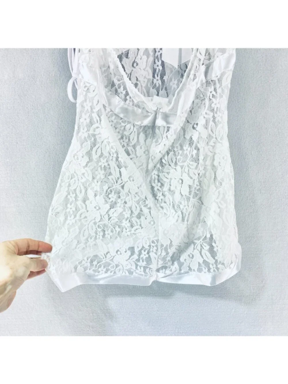 Womens Lingerie Babydoll Set Small White Lace Wedding G String